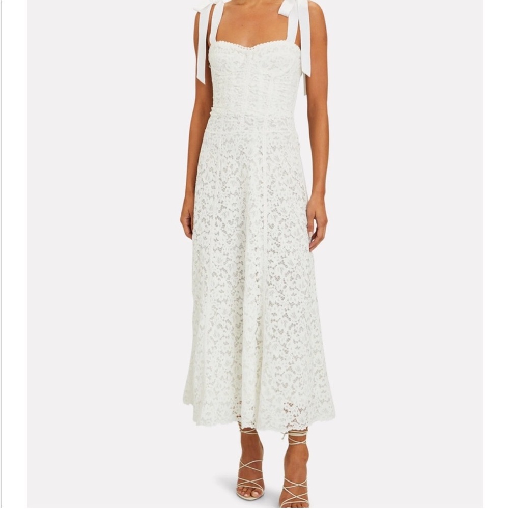 NWT Jonathan Simkhai Warm-White Lace Bustier Midi Dress | Size 8